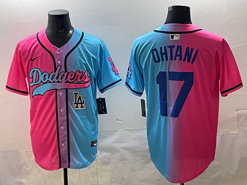 Men Los Angeles Dodgers 17 Ohtani Blue pink Game 2025 Nike MLB Jersey style 0020